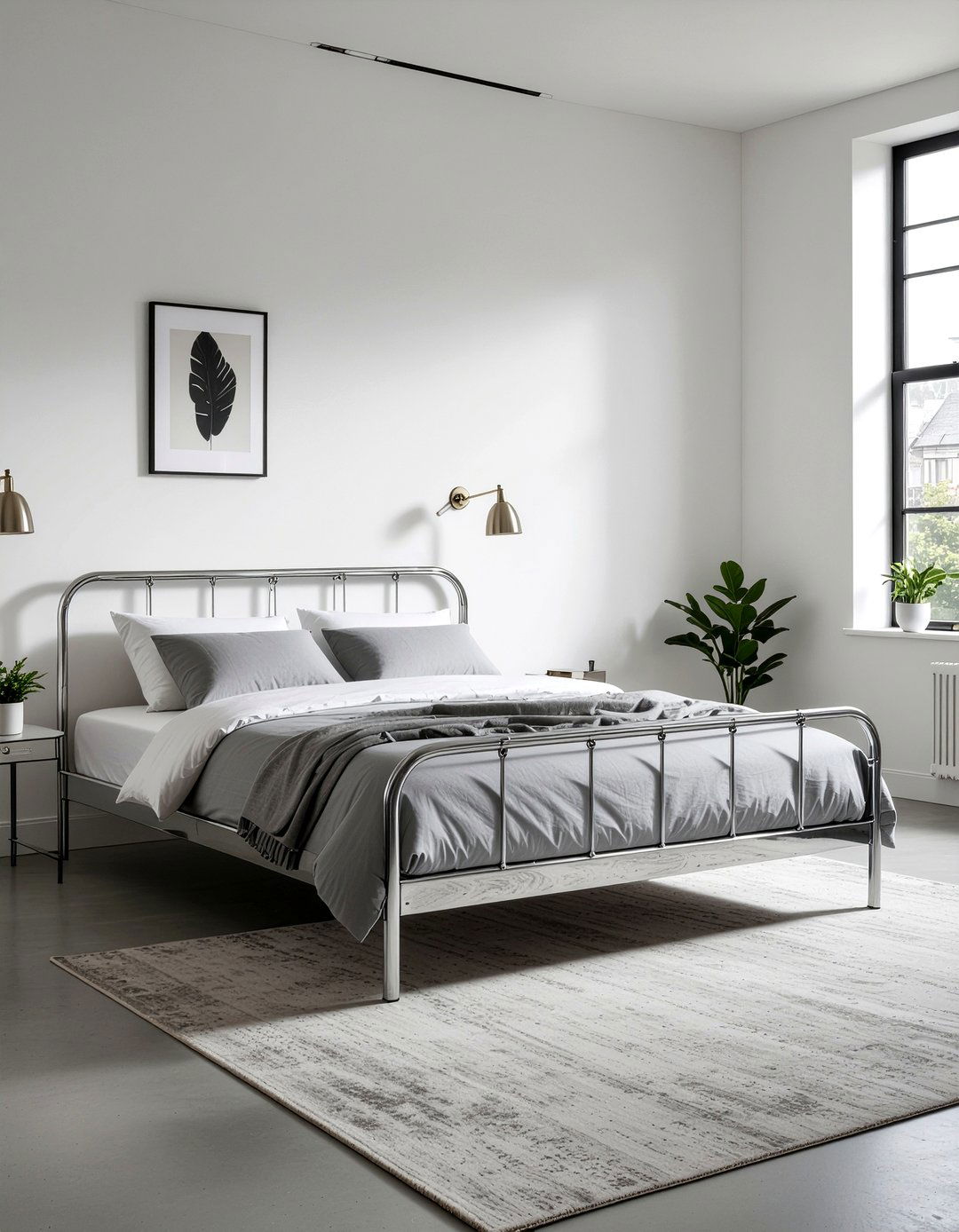 Chrome bed frame - 30 silver accent bedroom ideas