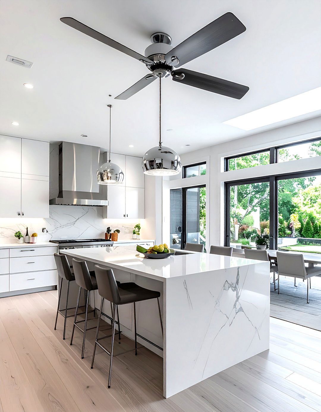 Chrome ceiling fan - 30 chrome kitchen ideas