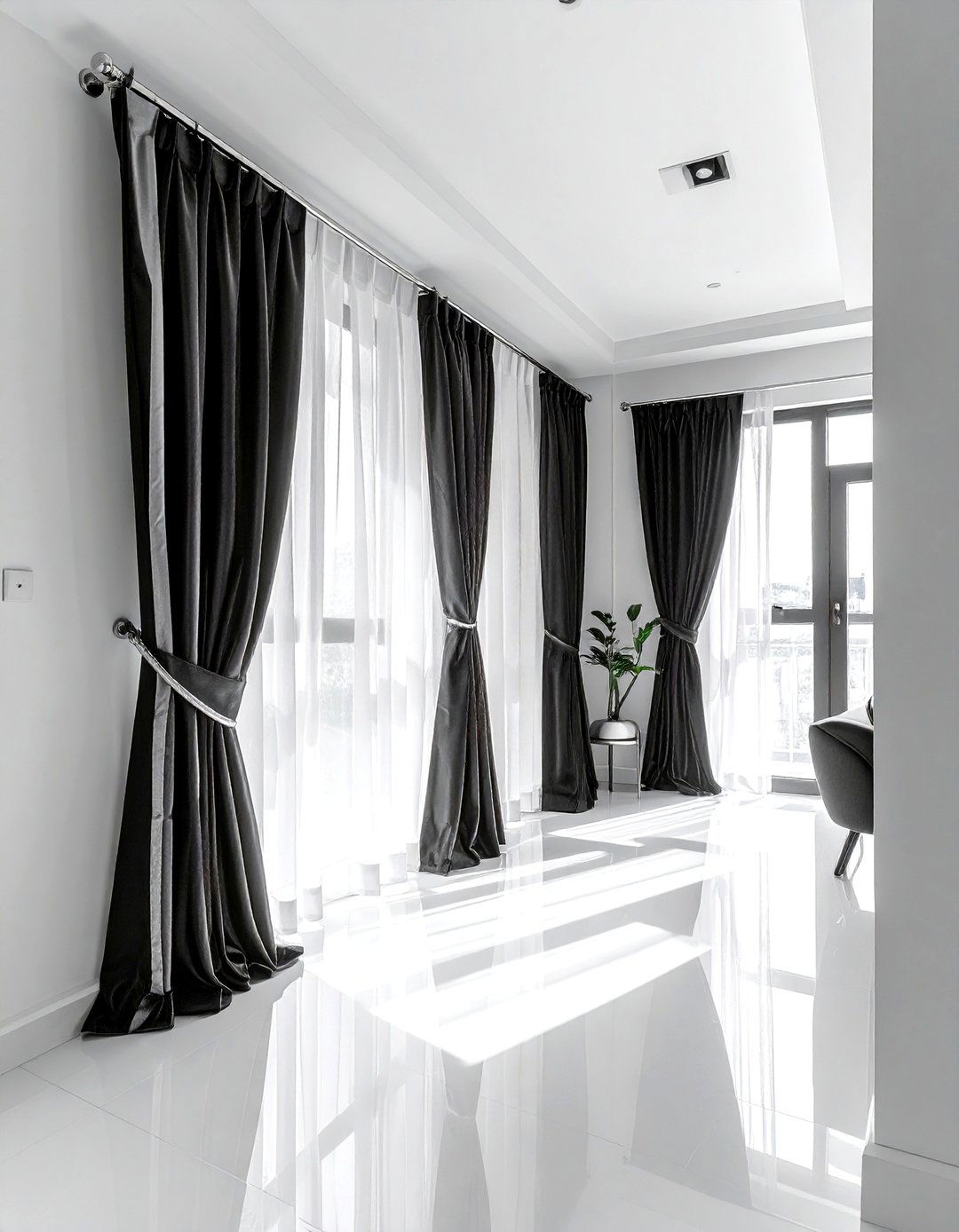 Chrome curtain rod - 30 curtain rod ideas