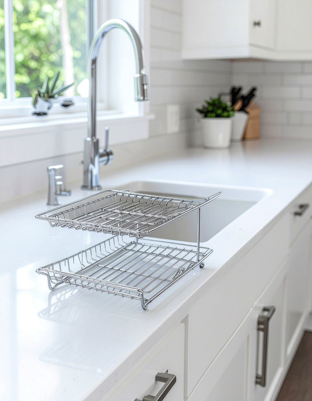 Chrome dish rack - 30 chrome accent kitchen ideas