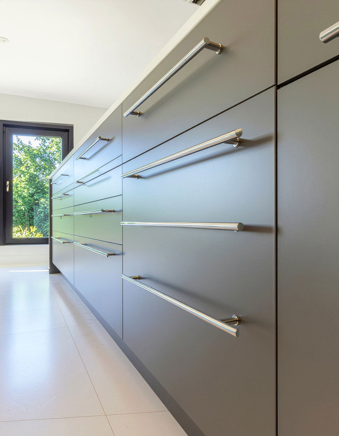 Chrome drawer pulls - 30 chrome accent kitchen ideas