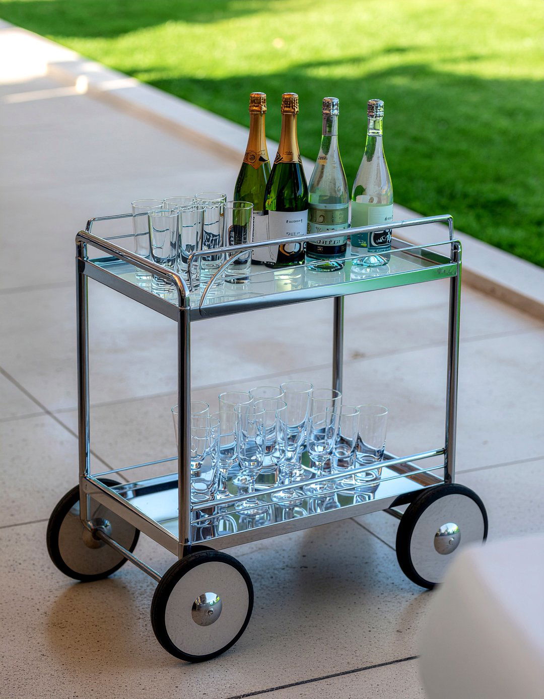 Chrome drink trolley - 30 living room chrome furniture ideas