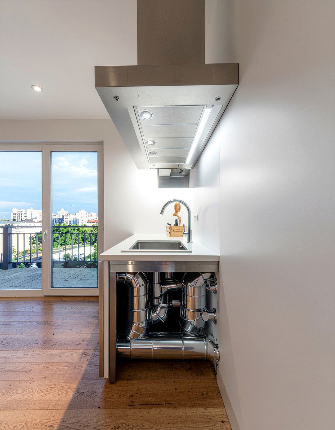 Chrome exposed plumbing - 30 chrome accent kitchen ideas