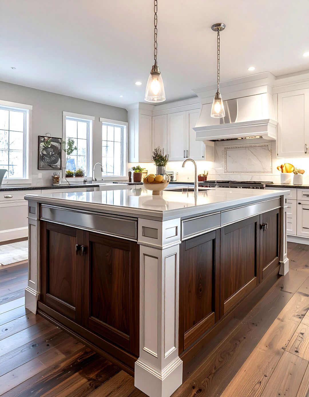 Chrome island accents - 30 chrome kitchen ideas