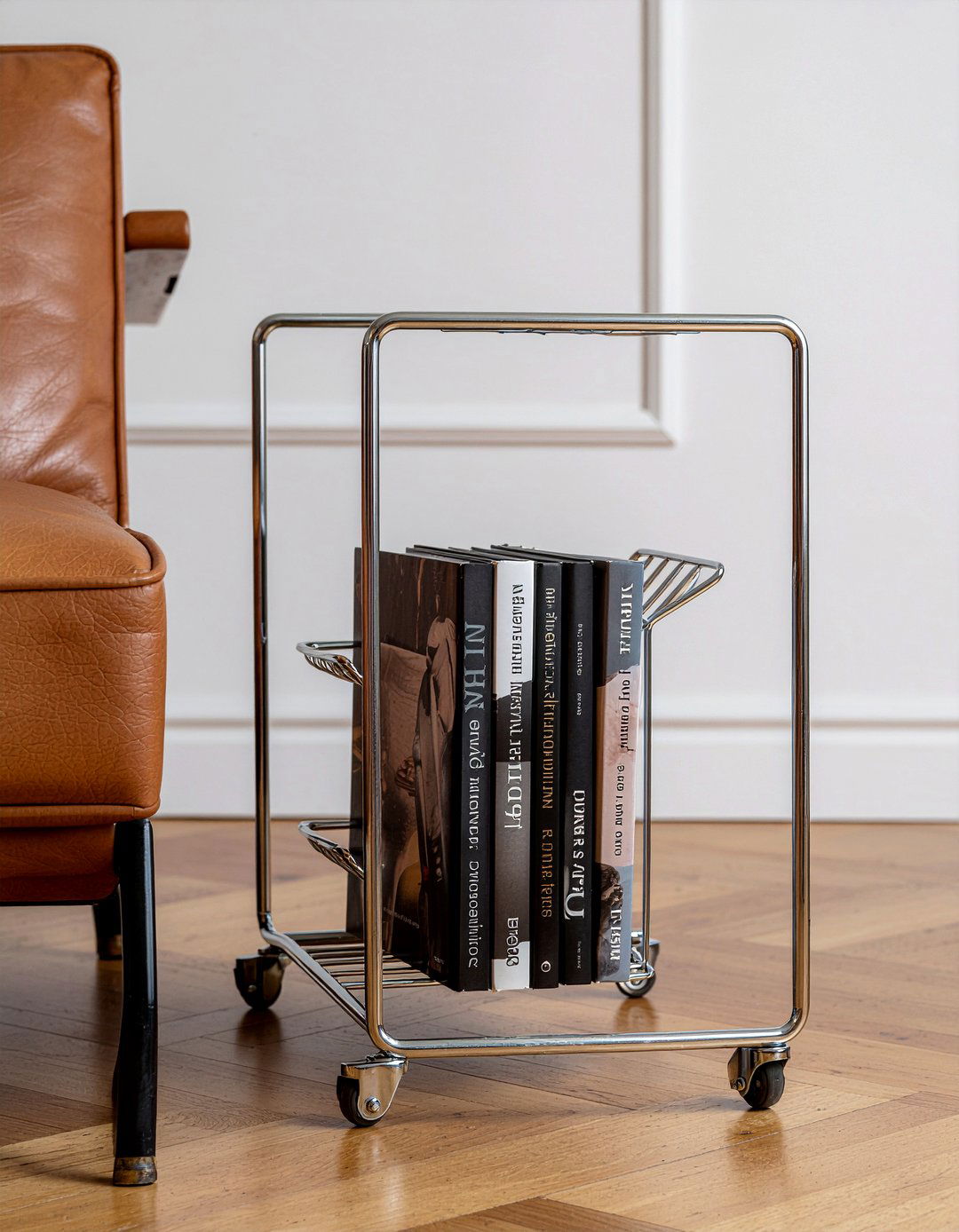 Chrome magazine rack - 30 living room chrome furniture ideas
