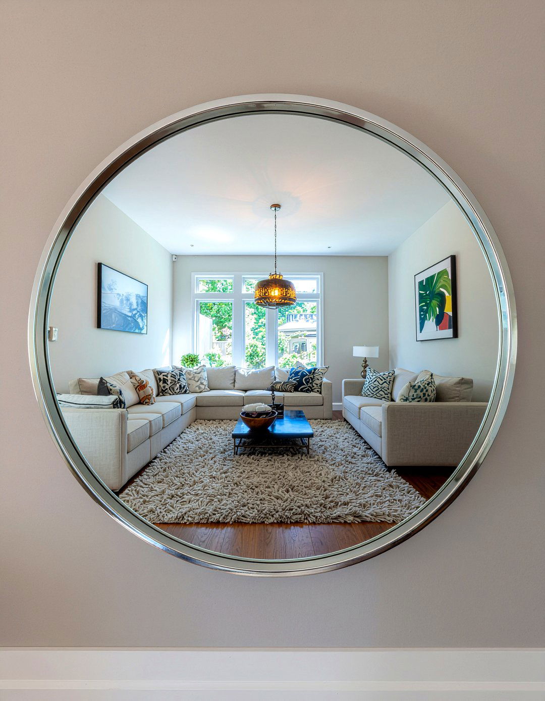 Chrome mirror frame - 30 living room chrome furniture ideas