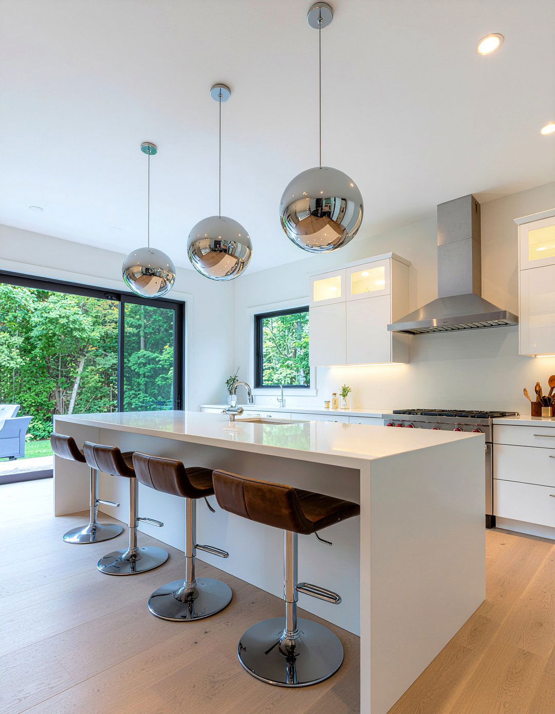 Chrome pendant lighting - 30 chrome accent kitchen ideas