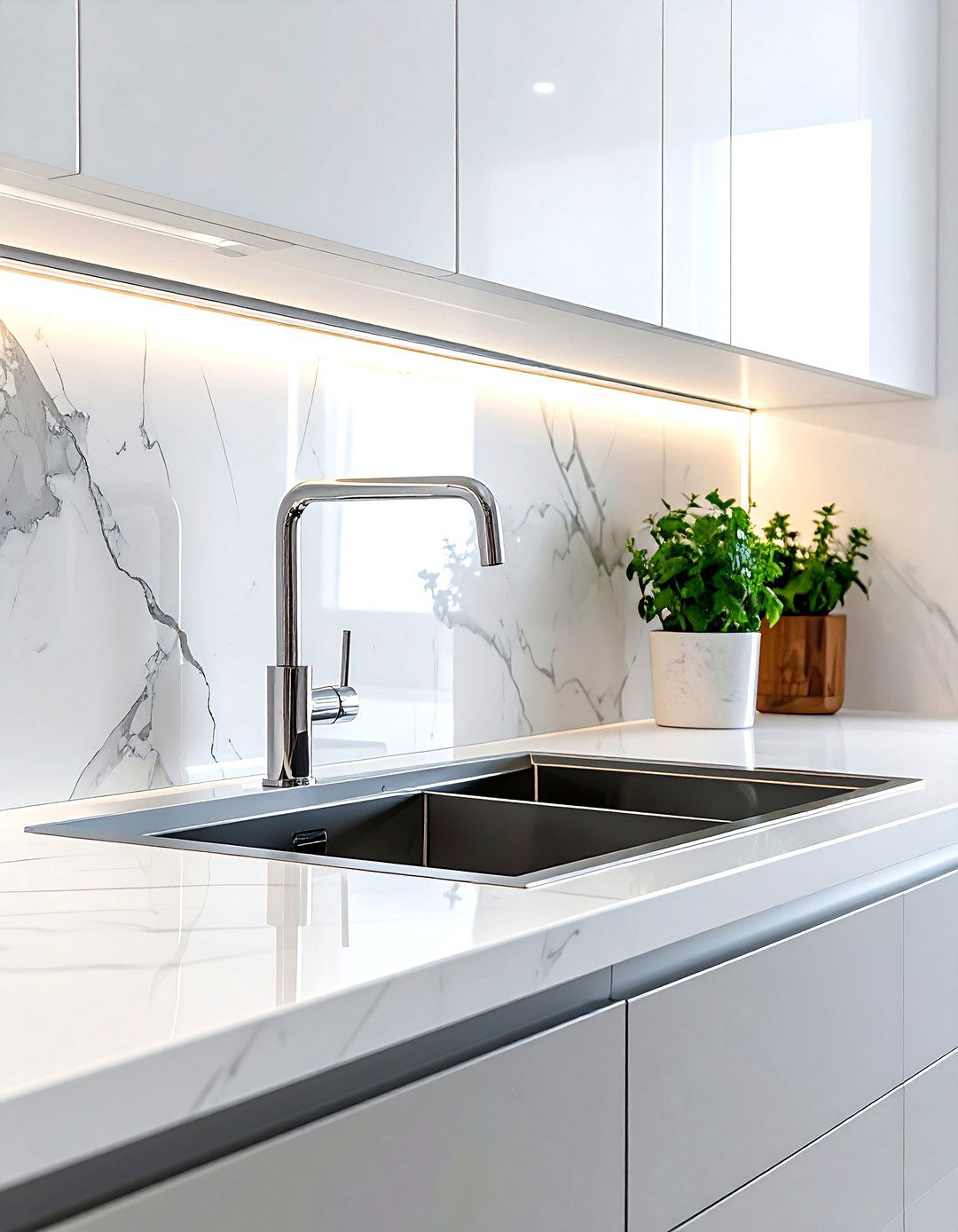Chrome pot filler - 30 chrome kitchen ideas