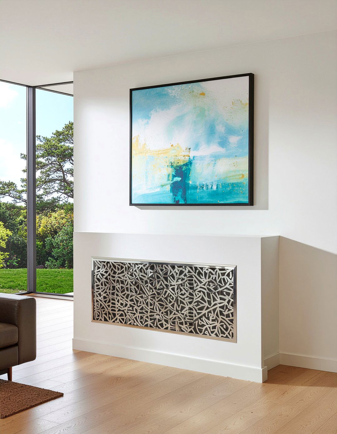 Chrome radiator cover - 30 chrome accent living room ideas