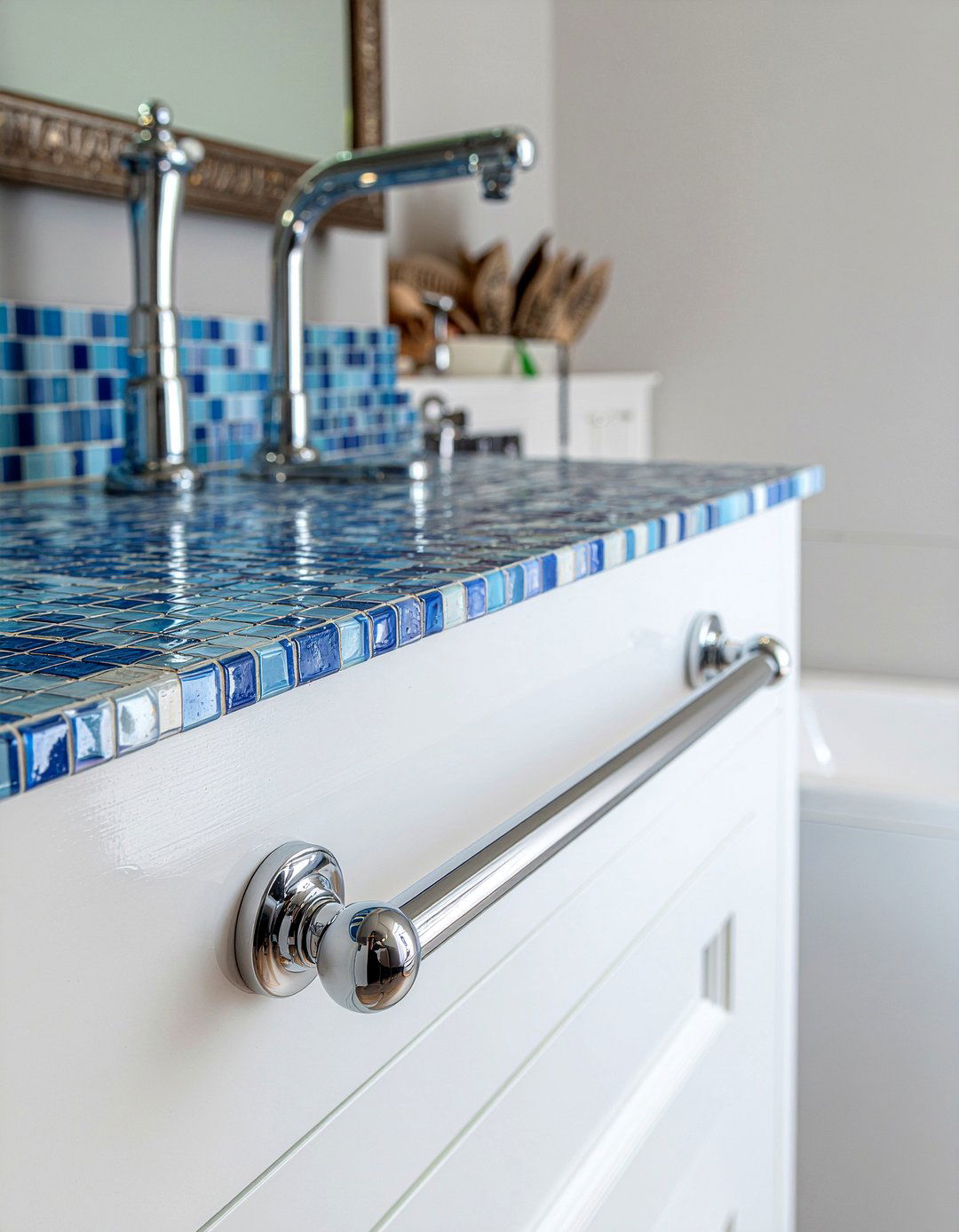 Chrome safety bar - 30 bathroom handrail ideas