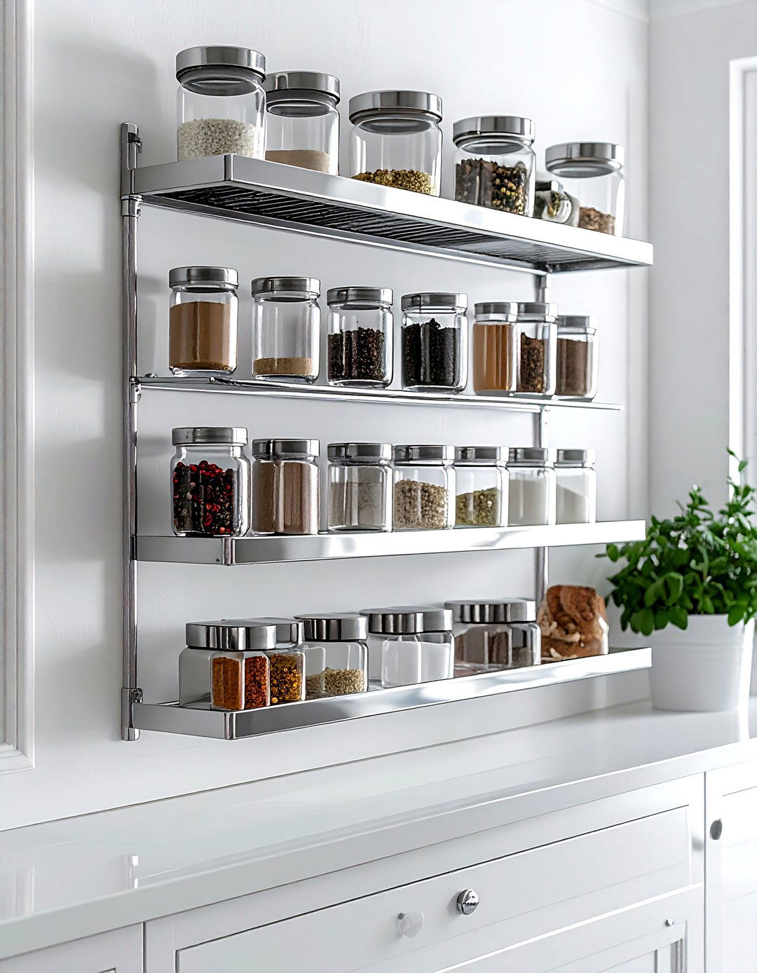 Chrome spice rack - 30 chrome kitchen ideas