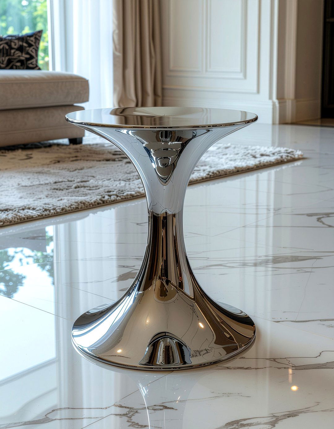Chrome stool - 30 living room chrome furniture ideas