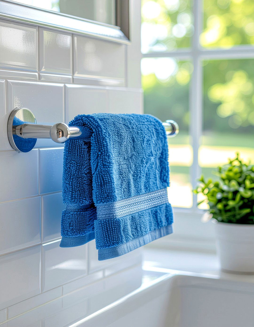 Chrome towel bar - 30 bathroom towel bar ideas