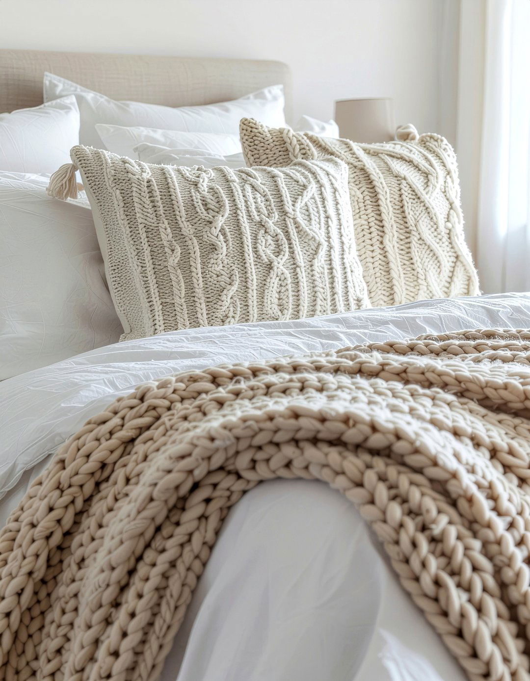 Chunky Knit Blanket - 30 textured bedroom ideas