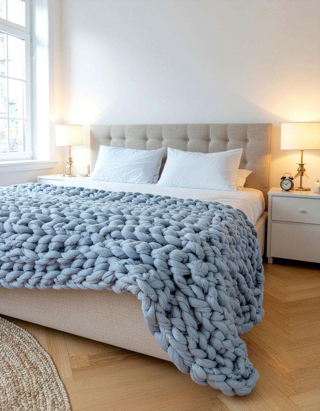 Chunky Knit Blanket - 30 handmade bedroom ideas