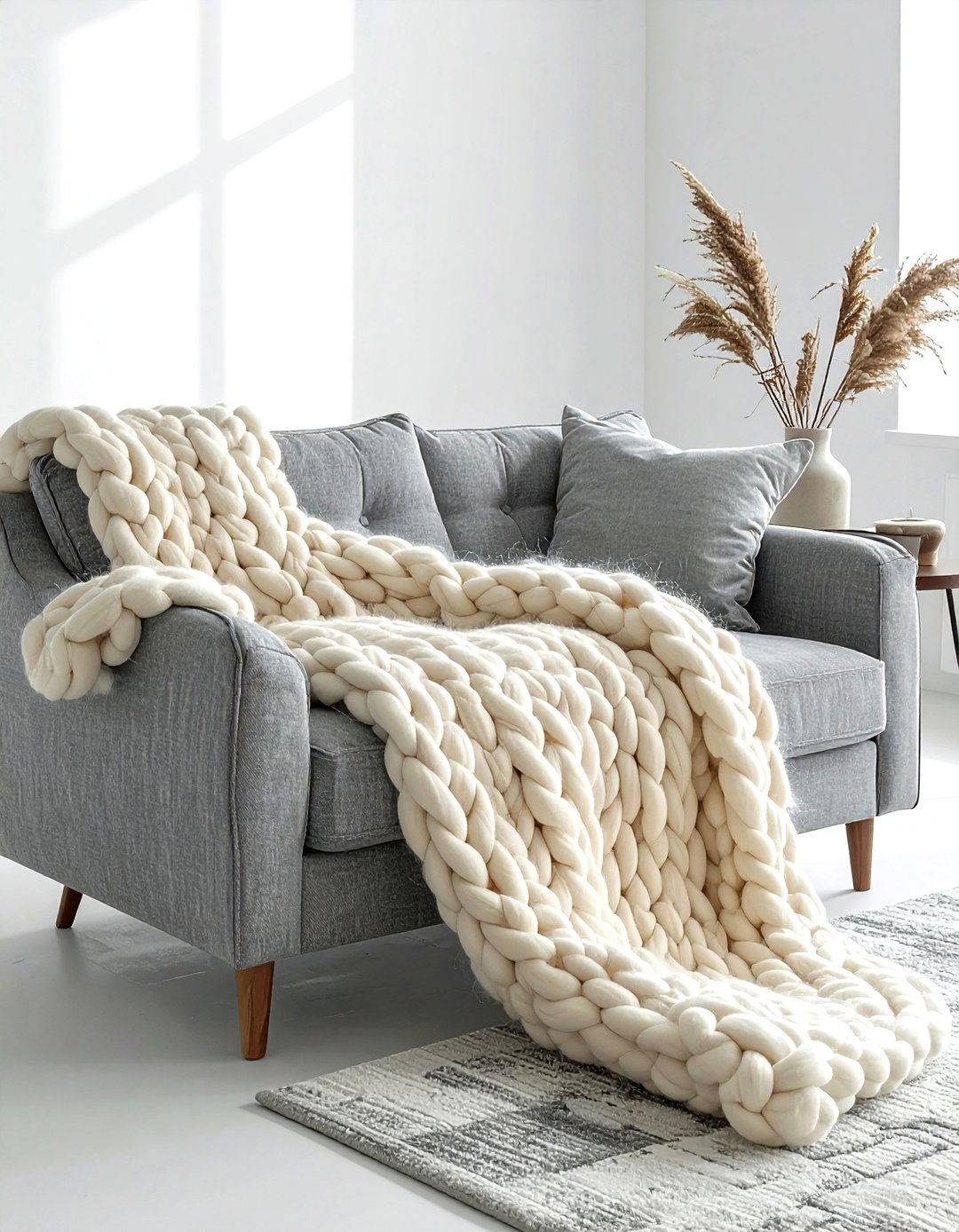 Chunky Knit Blanket - 30 relaxing decor ideas