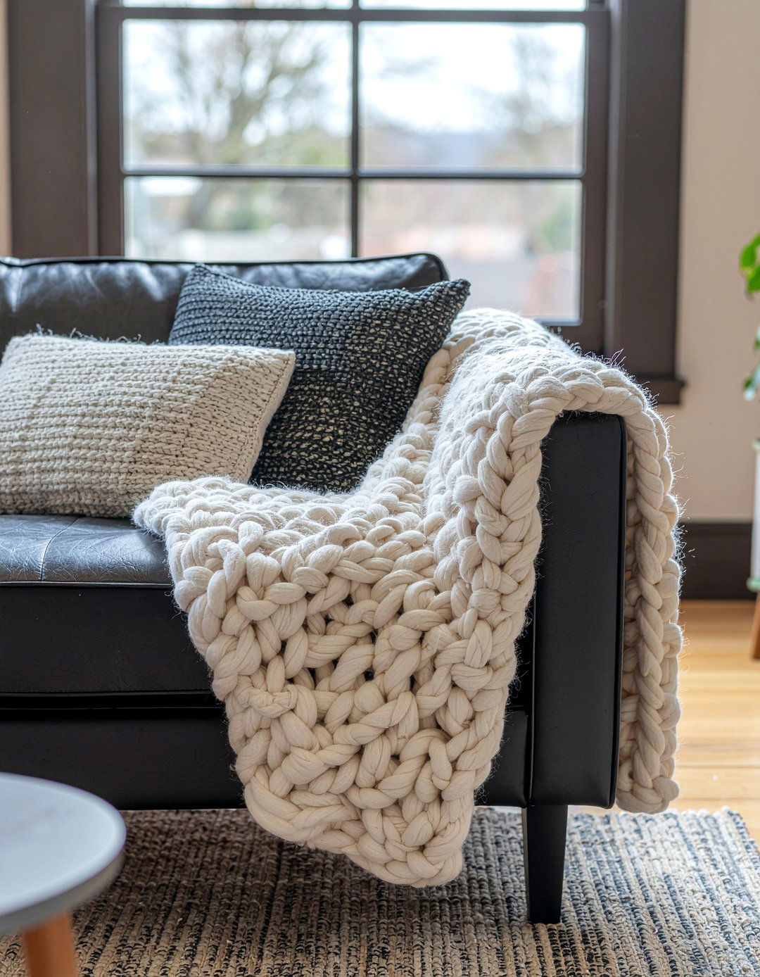 Chunky Knit Blankets - 30 weekend living room ideas