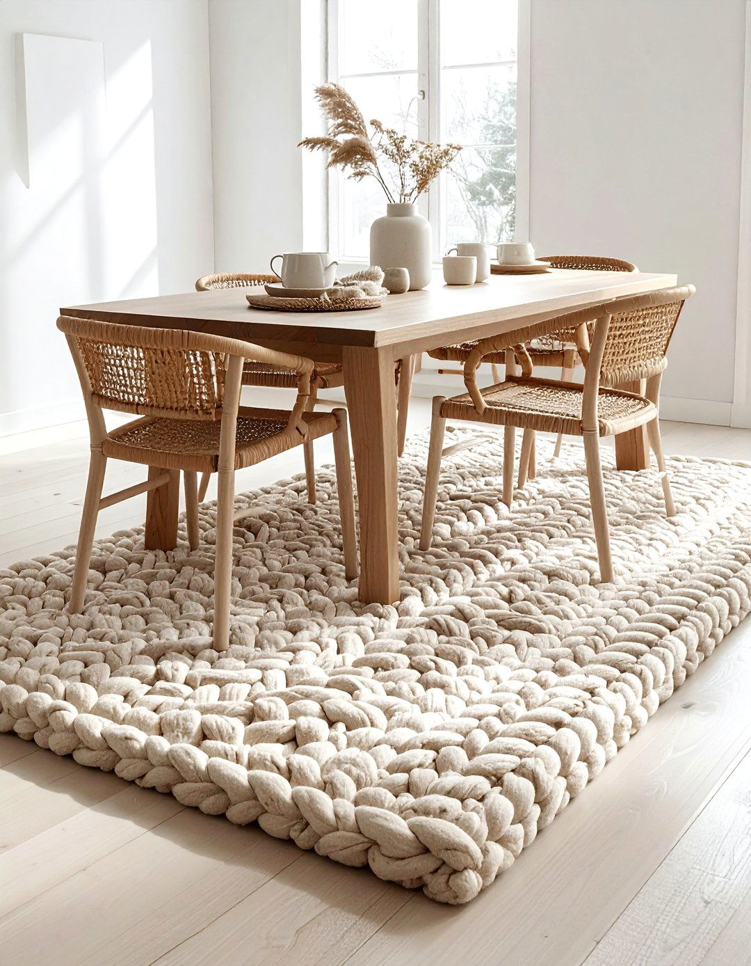 Chunky Knit Rug - 30 dining room area rug ideas
