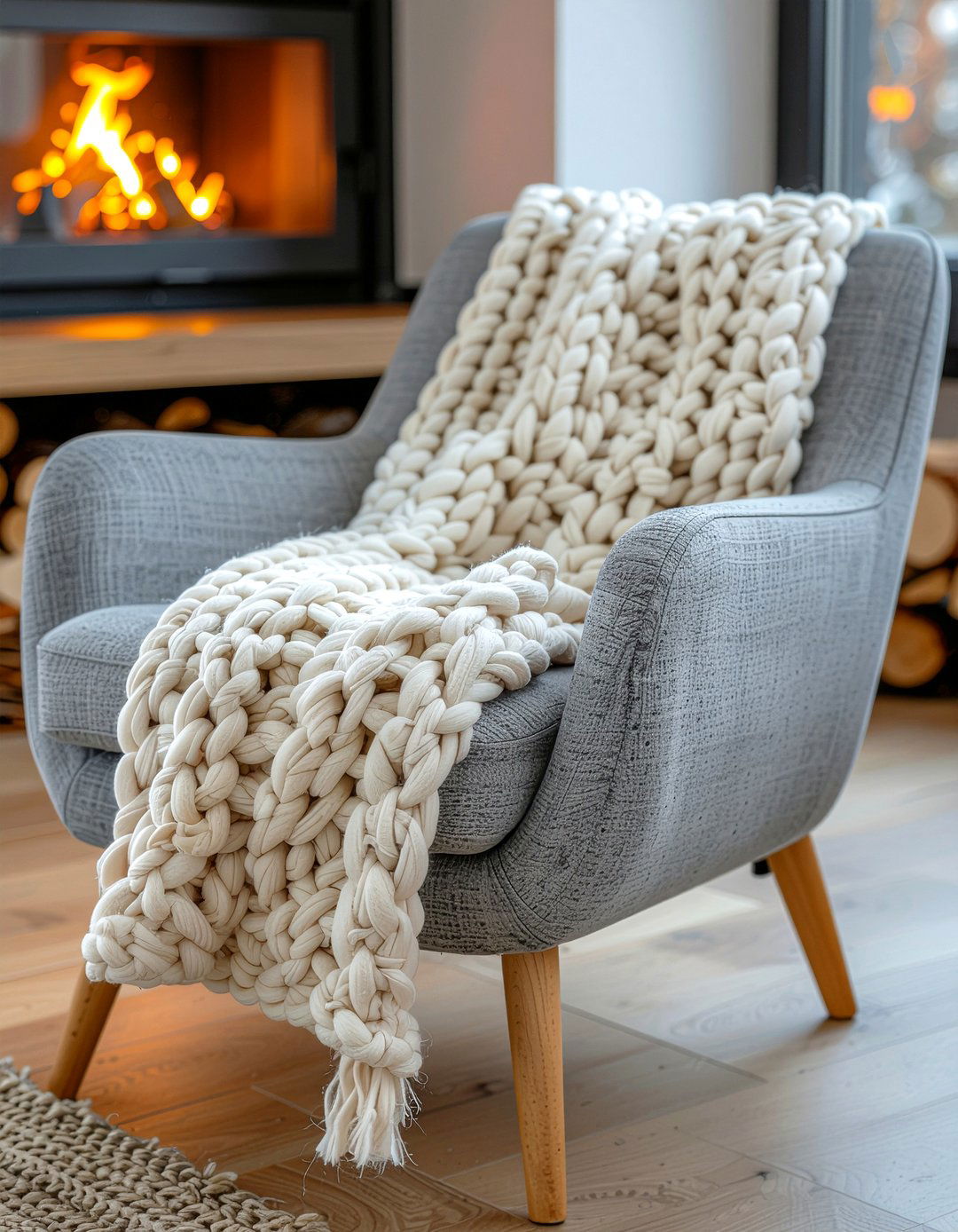 Chunky Knit Throw - 30 meditation living room ideas