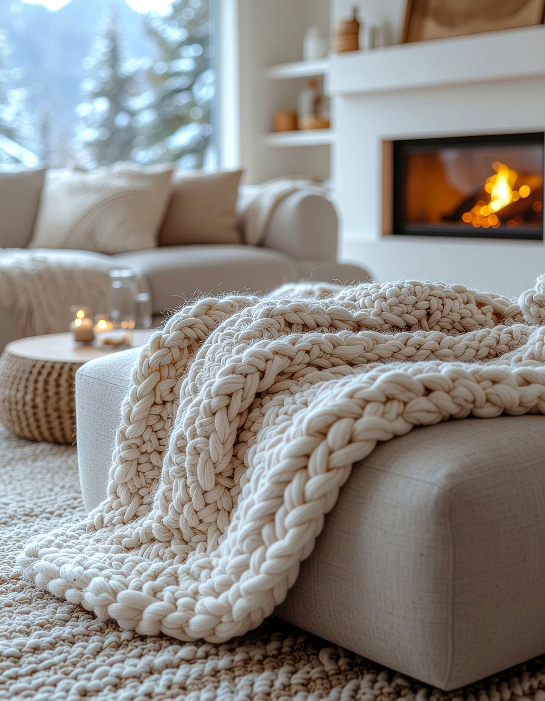 Chunky Knit Throw - 30 textured living room ideas