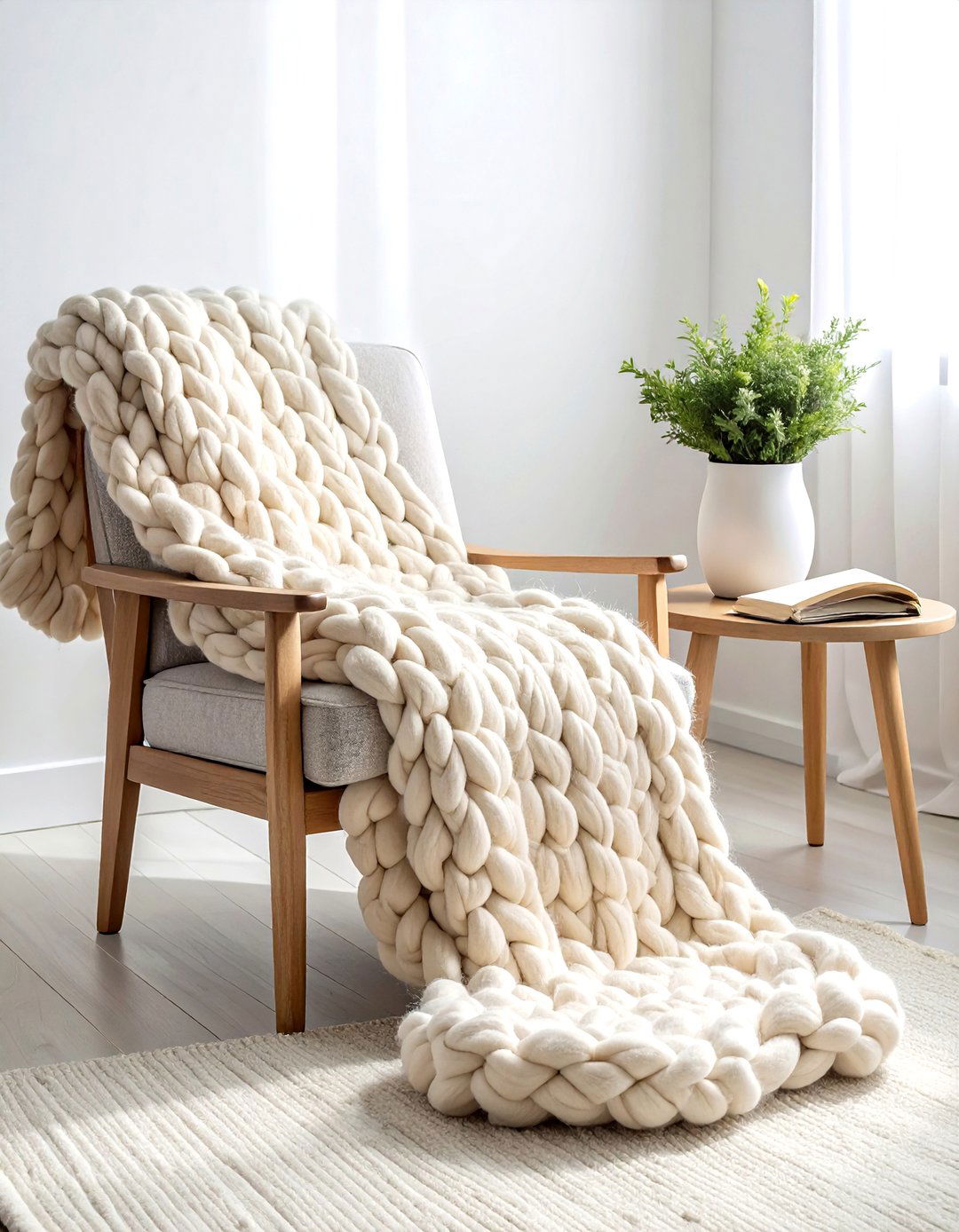 Chunky Knit Throw Blanket - 30 warm decor ideas