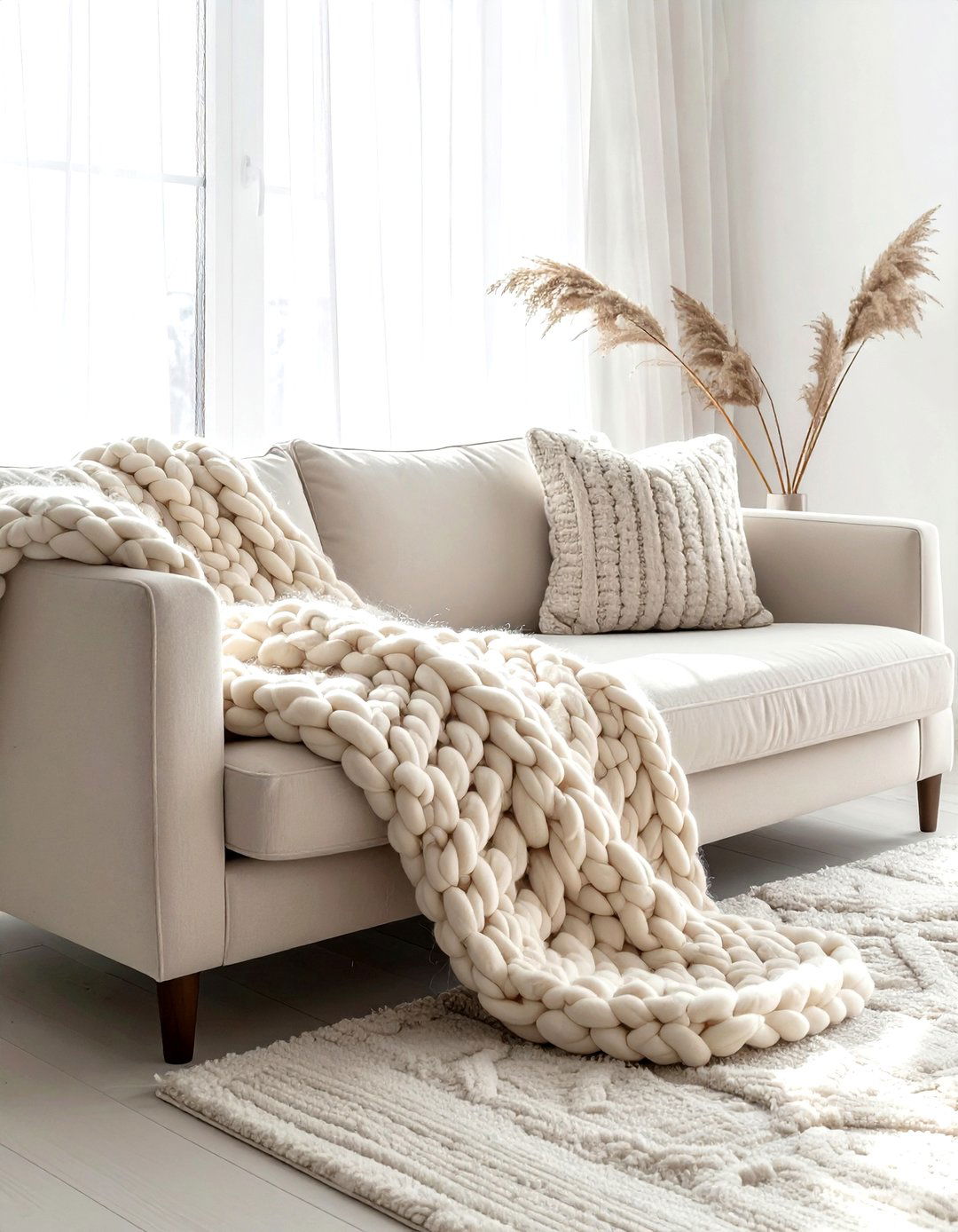 Chunky Knit Throw Couch - 30 blanket styling ideas