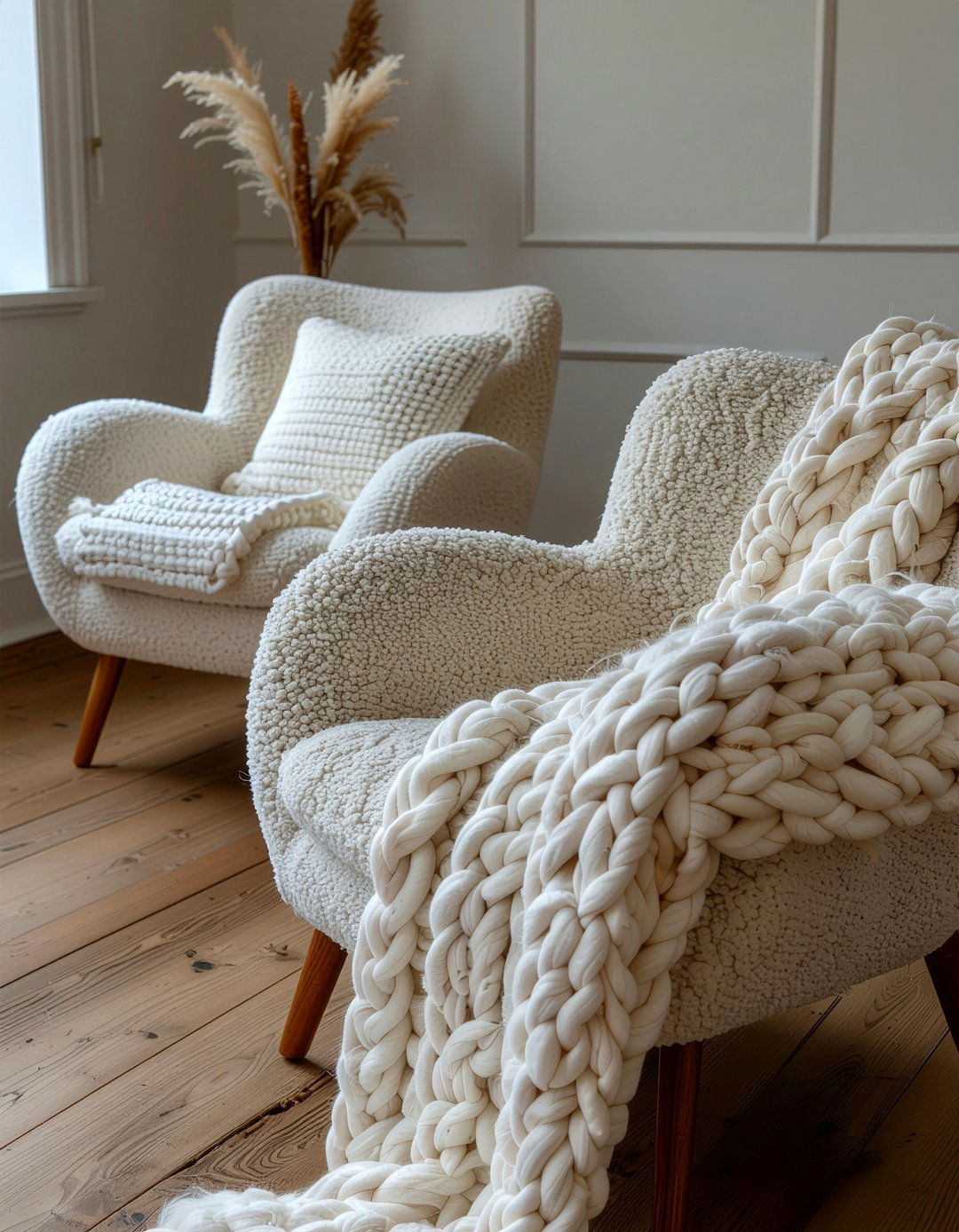 Chunky Knit Throw Living Room - 30 cozy texture living room ideas