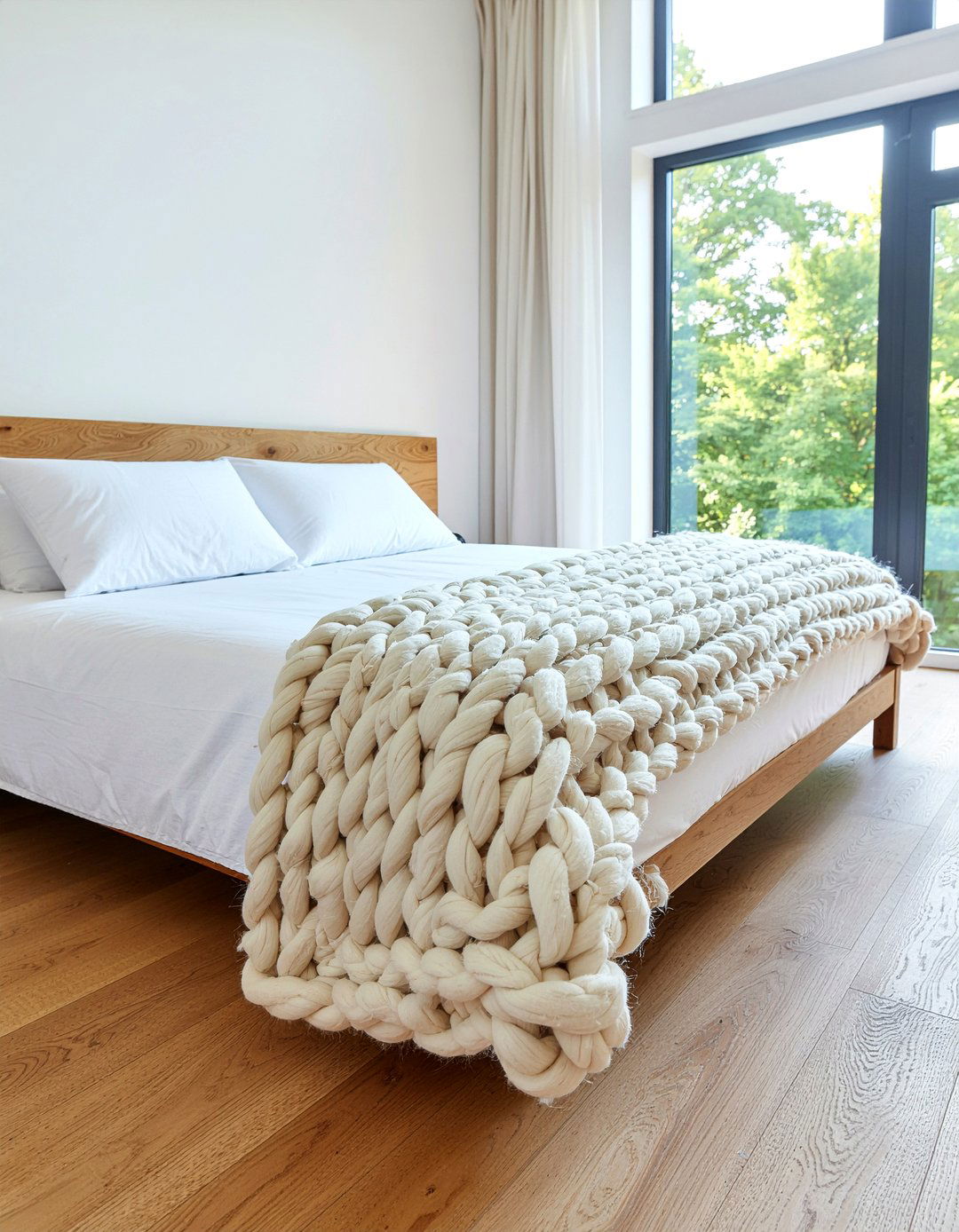 Chunky Knit Wool Blanket - 30 wool bedroom ideas