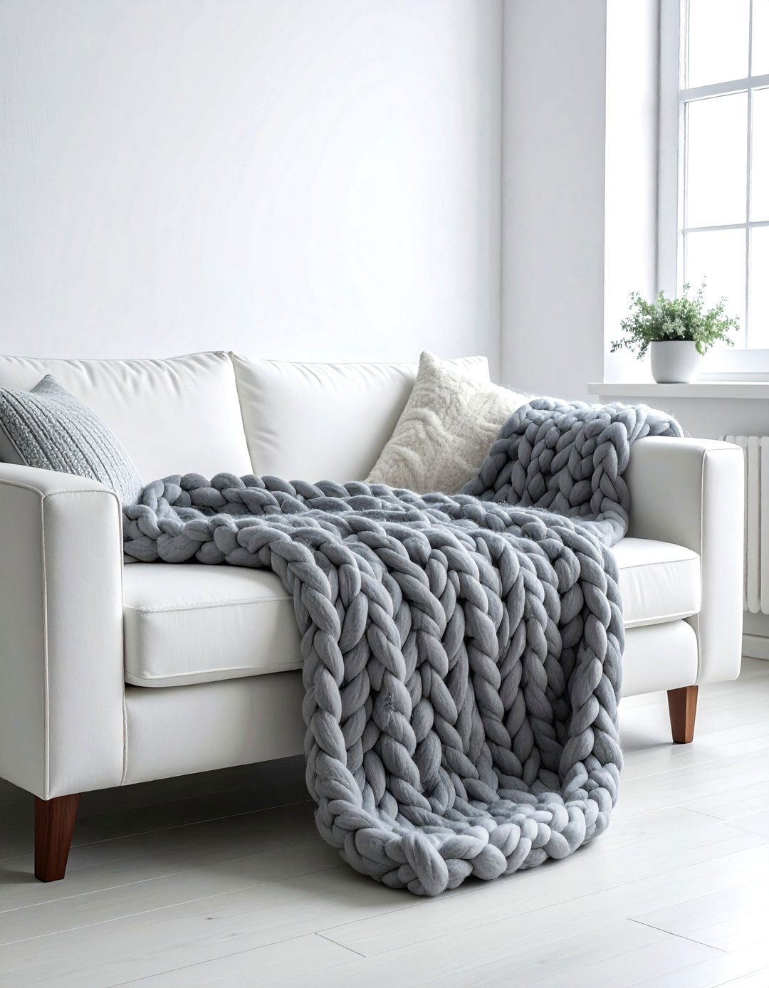 Chunky Knit Wool Throw - 30 Scandinavian home decor ideas