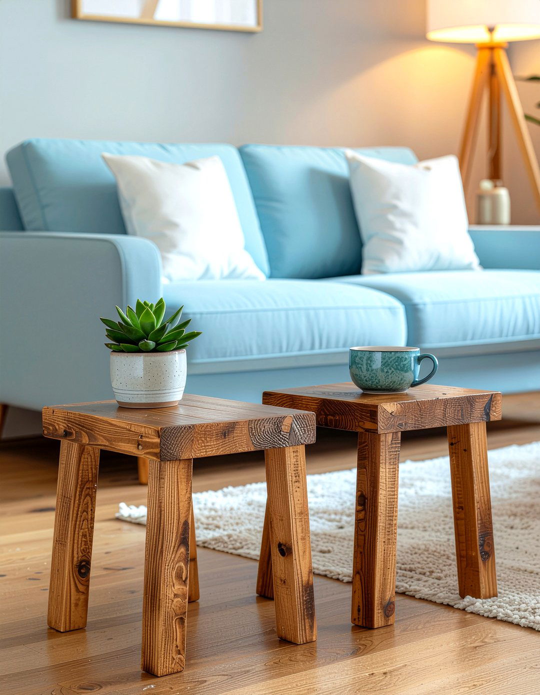 Chunky Pine Nesting Tables - 30 living room pine furniture ideas