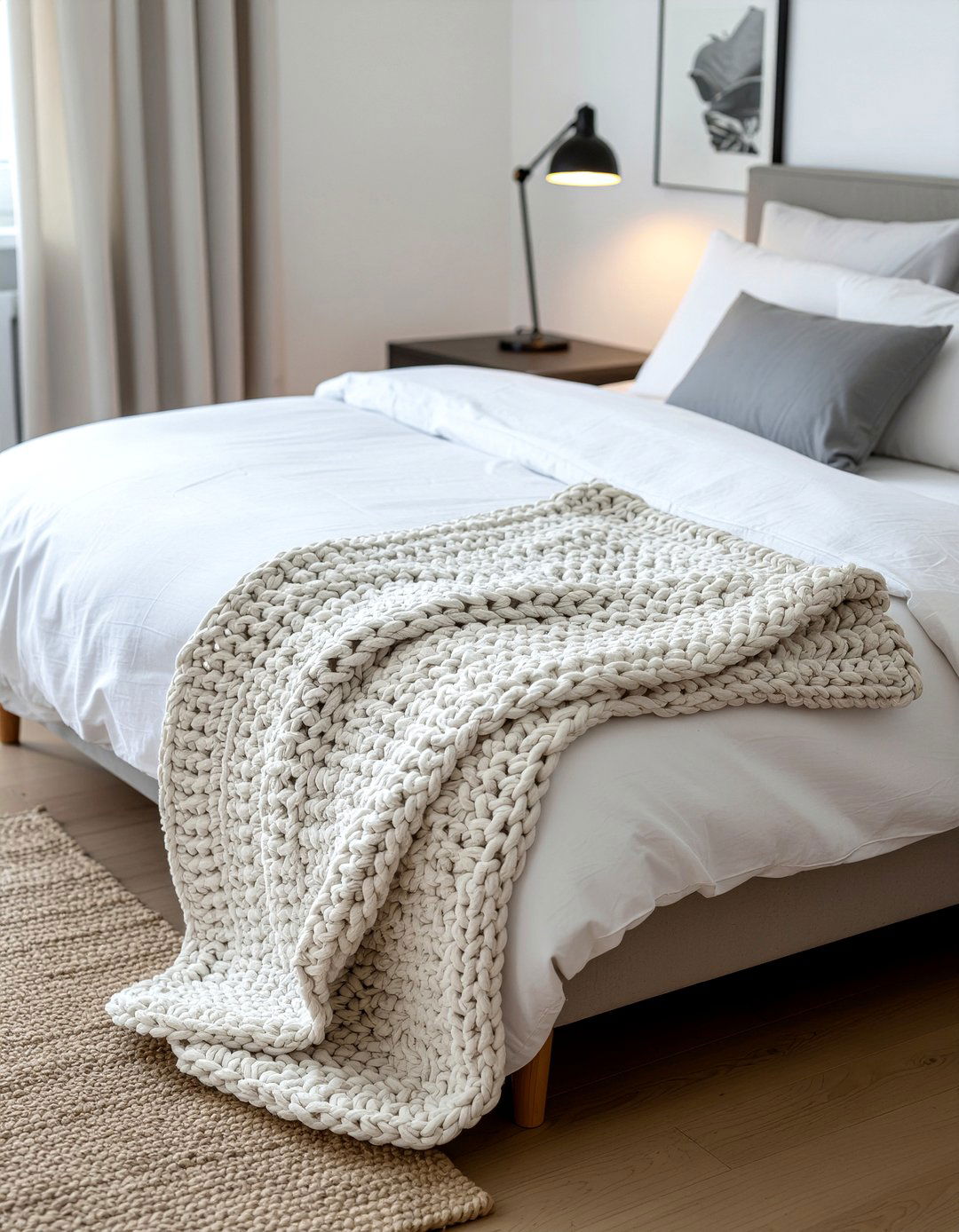 Chunky crochet throw - 30 crocheted bedroom ideas
