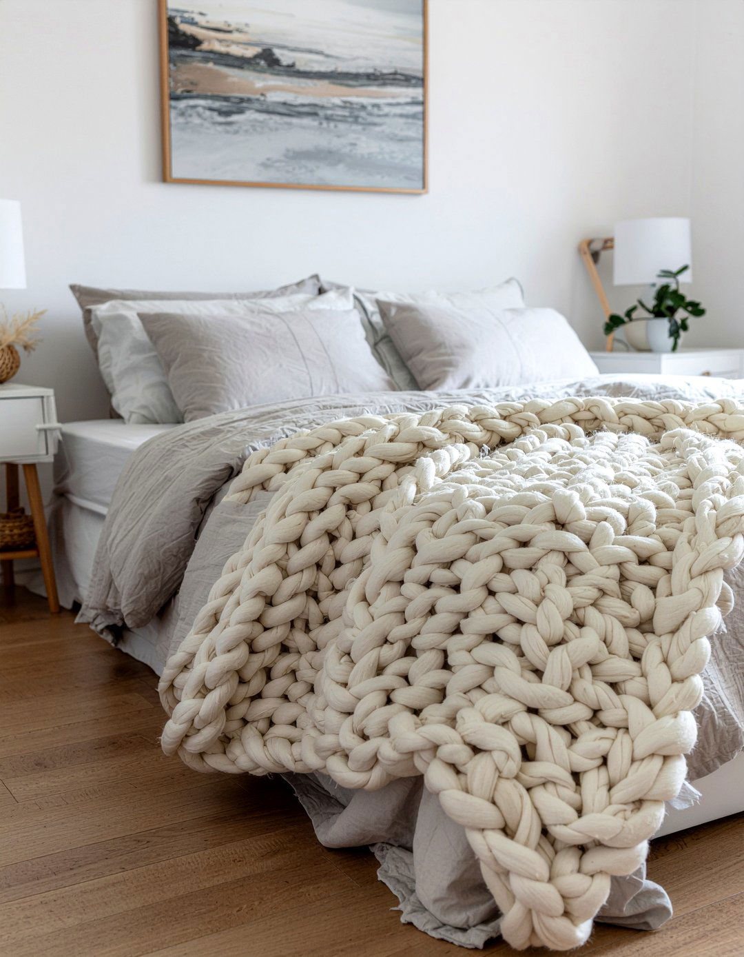 Chunky knit blanket - 30 knitted living room ideas