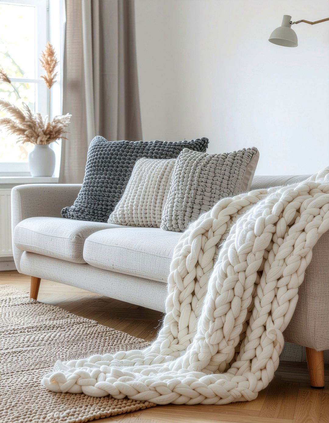 Chunky knit blankets - 30 cozy living room ideas