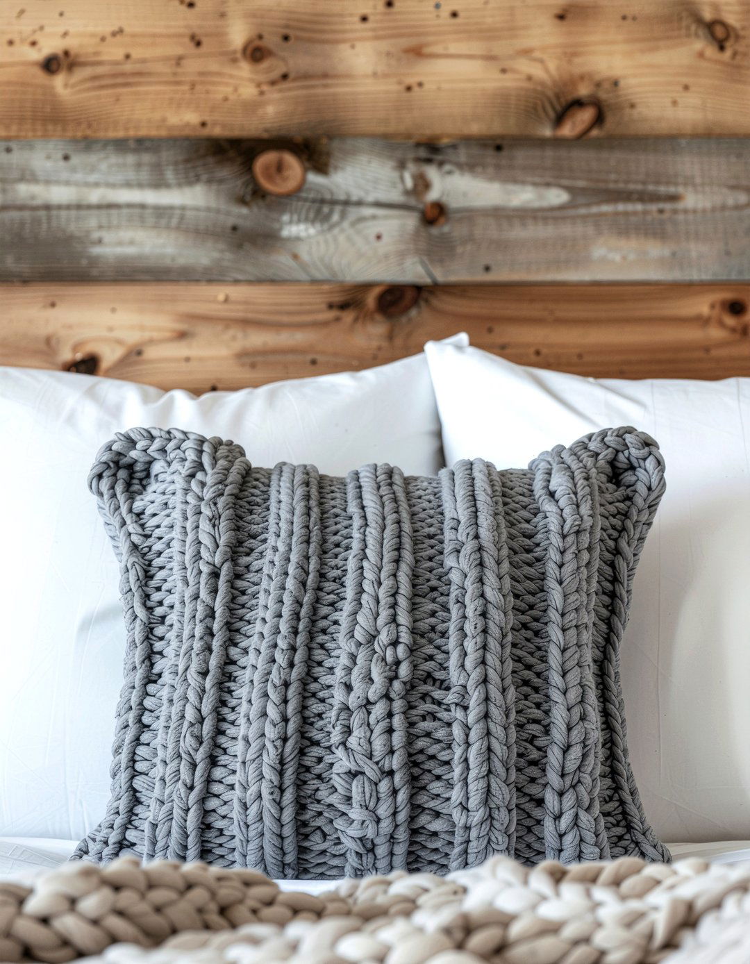 Chunky knit pillow - 30 bedroom decorative pillows