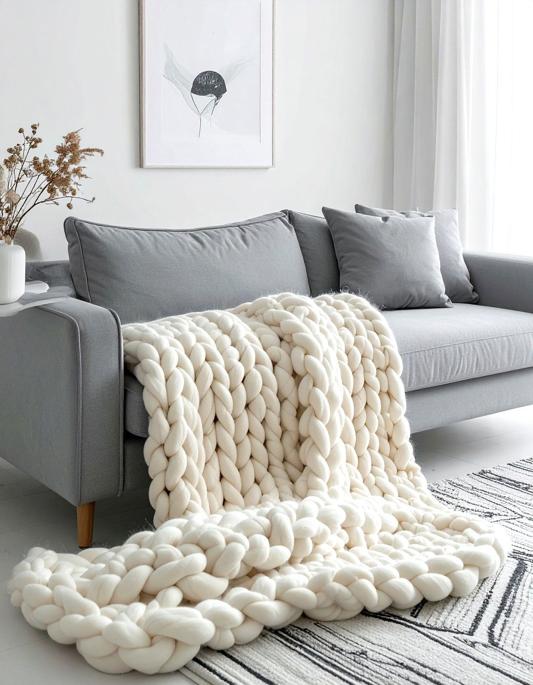 Chunky knit throw blanket - 30 handmade decor ideas