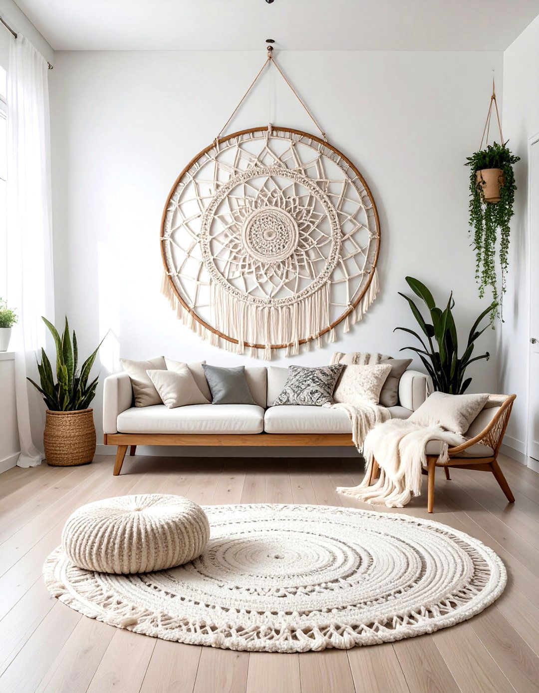 Circular Macrame Mandala - 30 living room macrame wall hangings
