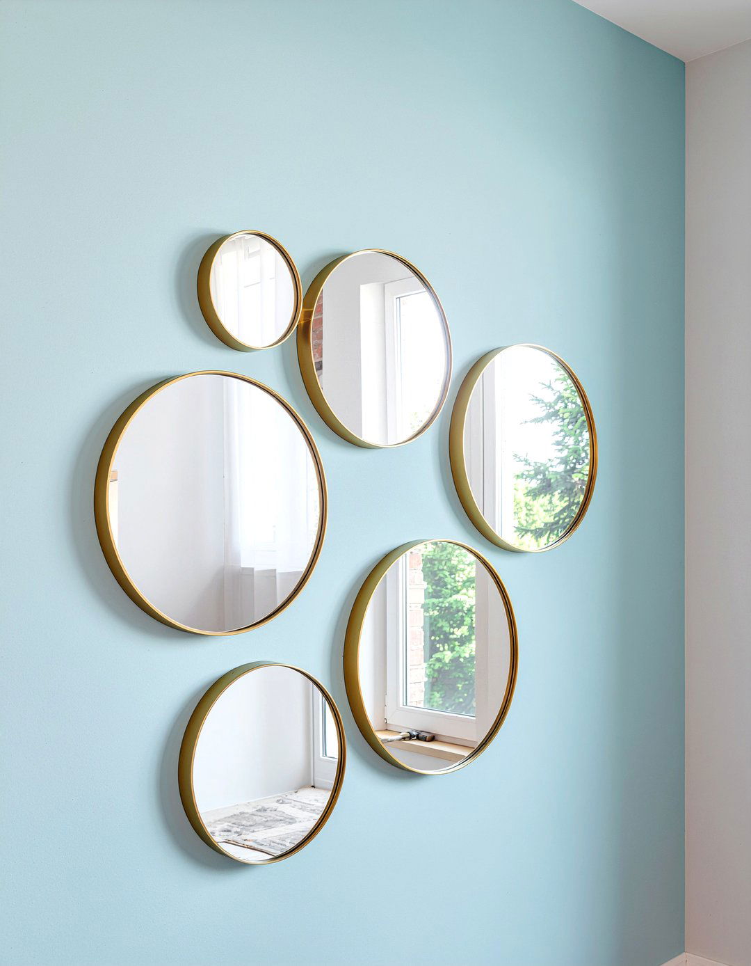 Circular Mirror Grouping - 30 living room mirror placement ideas