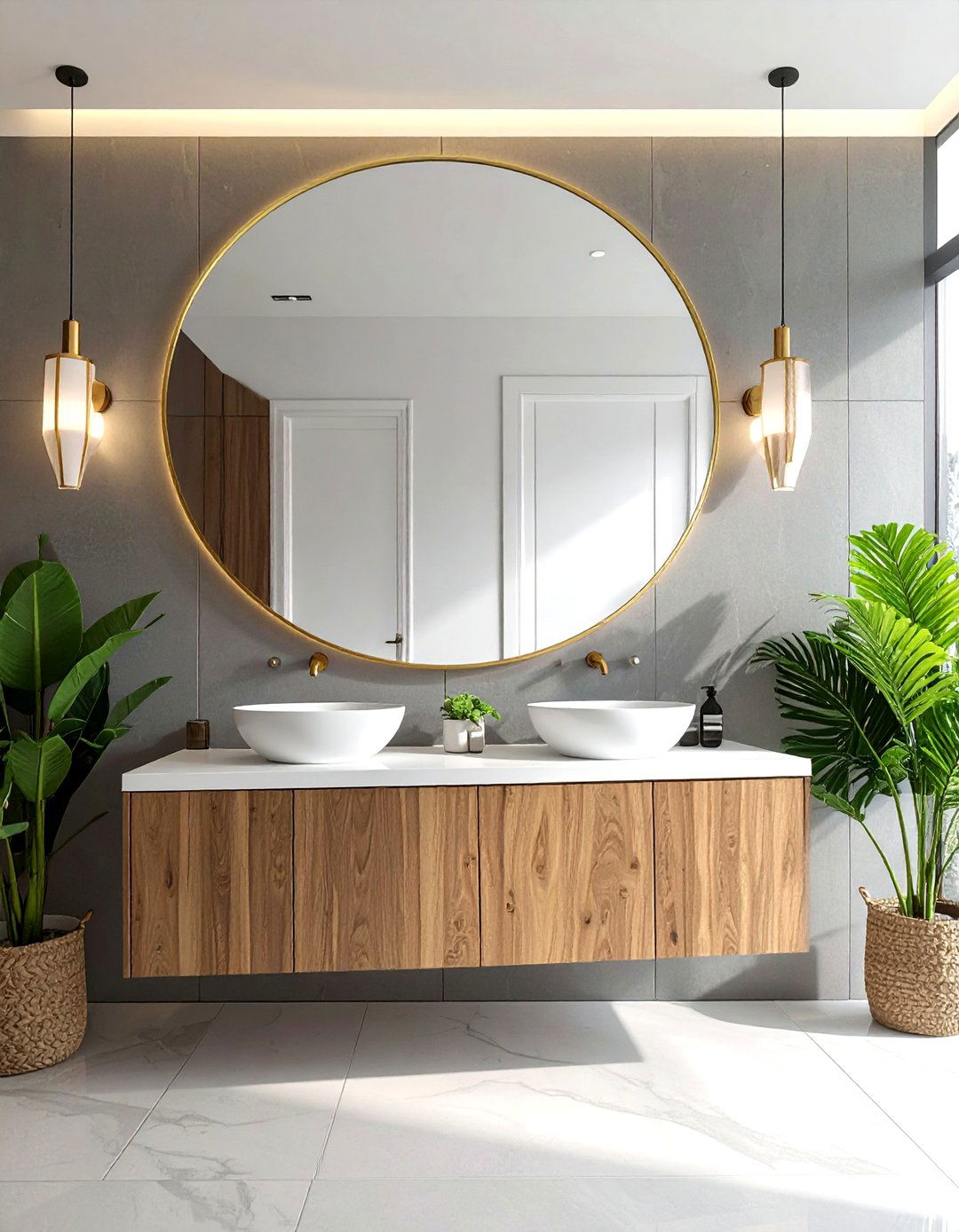 Circular Mirror Upgrade - 30 DIY bathroom remodel ideas