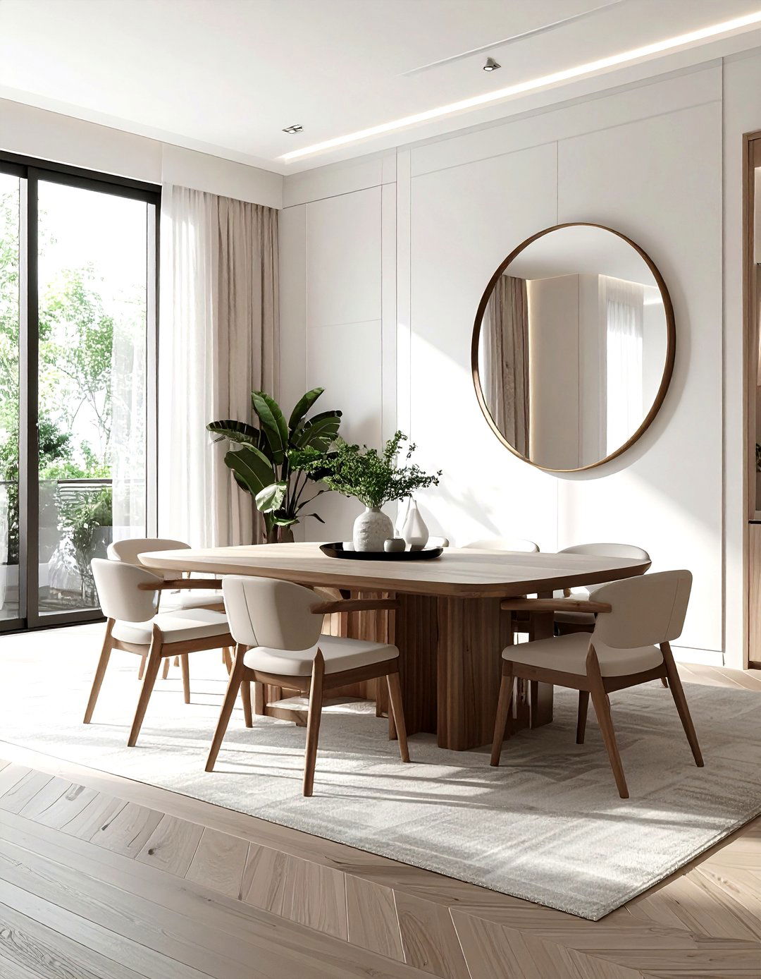 Circular Wall Mirror - 30 zen dining room ideas