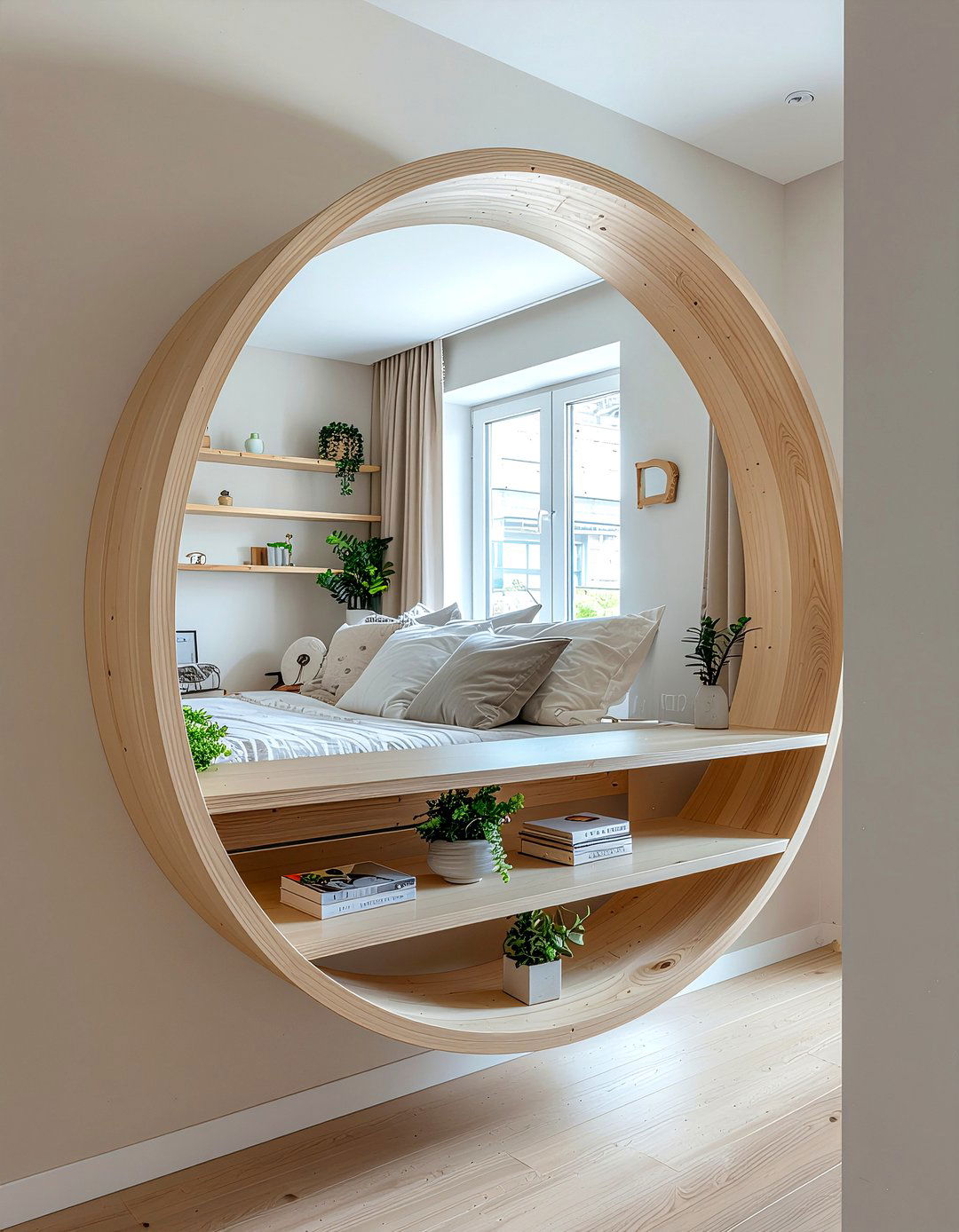 Circular Wall Shelves - 30 bedroom wall shelving ideas