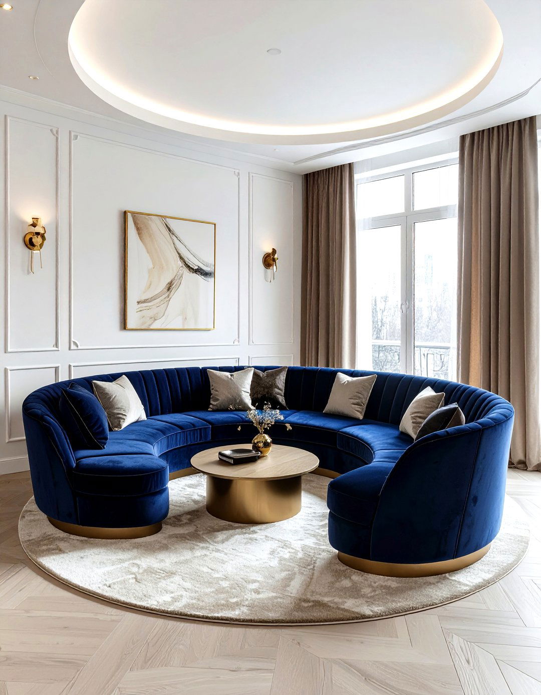 Circular conversation pit - 30 living room sunken seating ideas