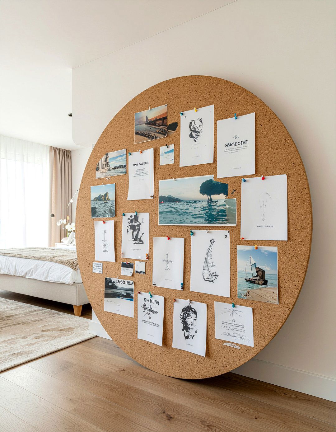 Circular cork board - 30 bedroom bulletin boards