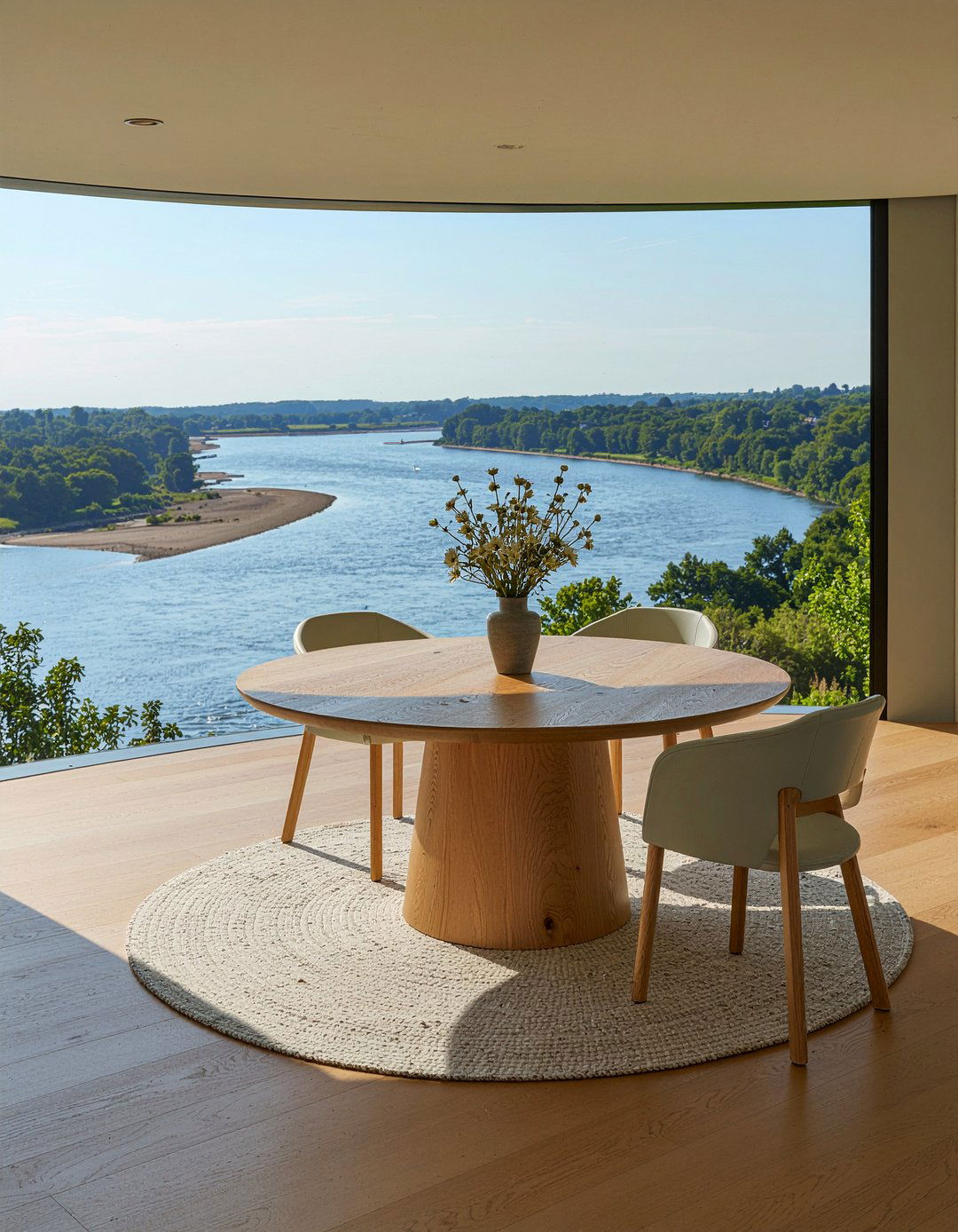 Circular dining table - 30 riverside dining room ideas