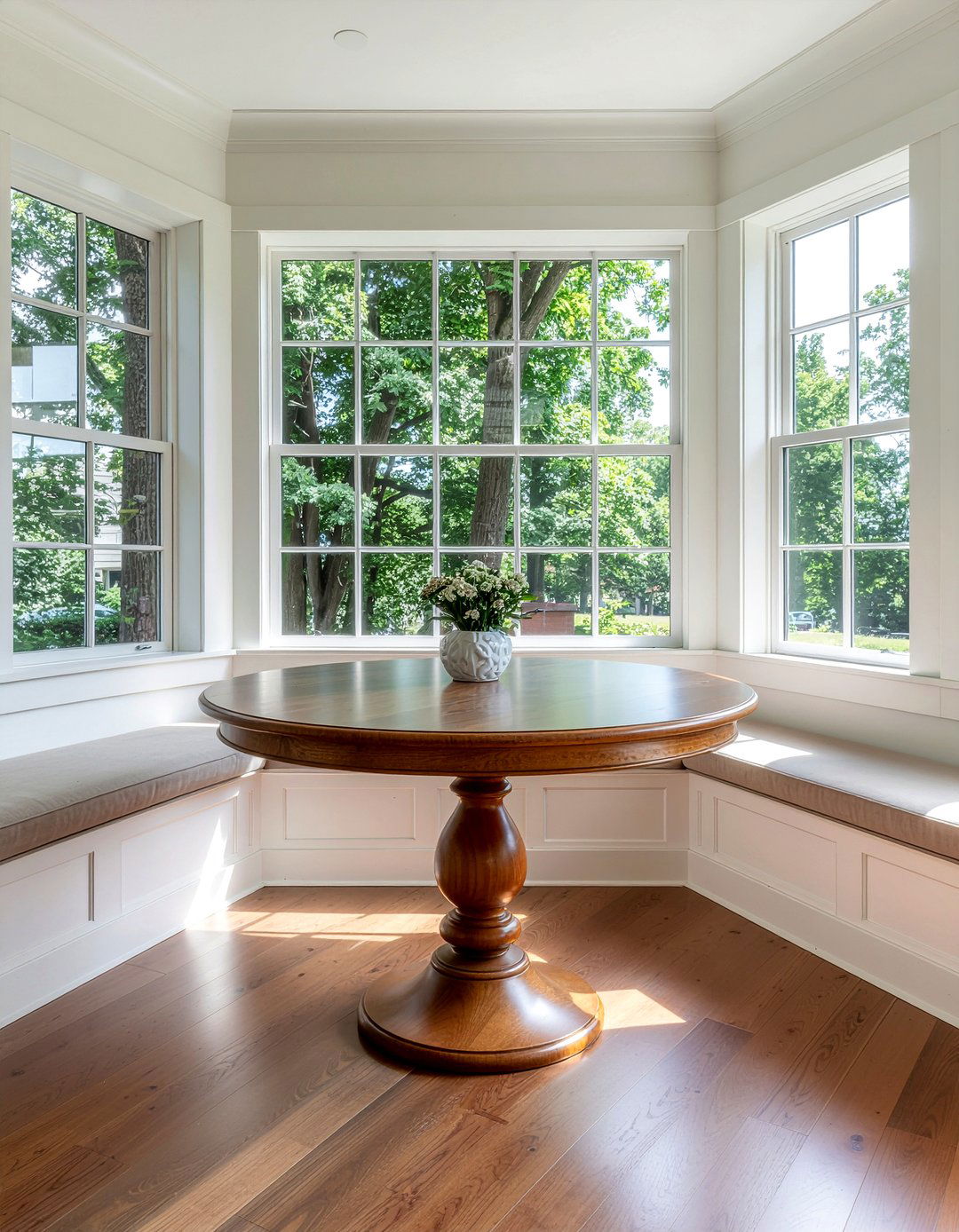 Circular oak pedestal table - 30 oak dining table ideas