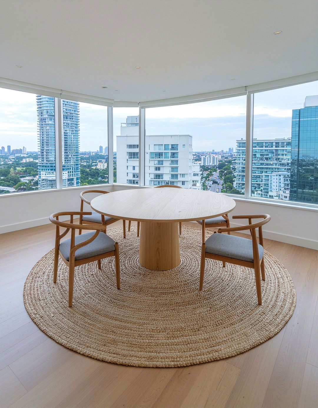 Circular rug dining room - 30 penthouse dining room ideas