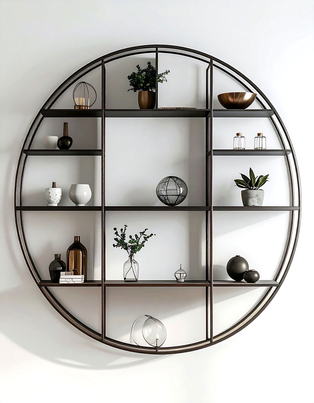 Circular wall shelves - 30 living room wall shelving ideas
