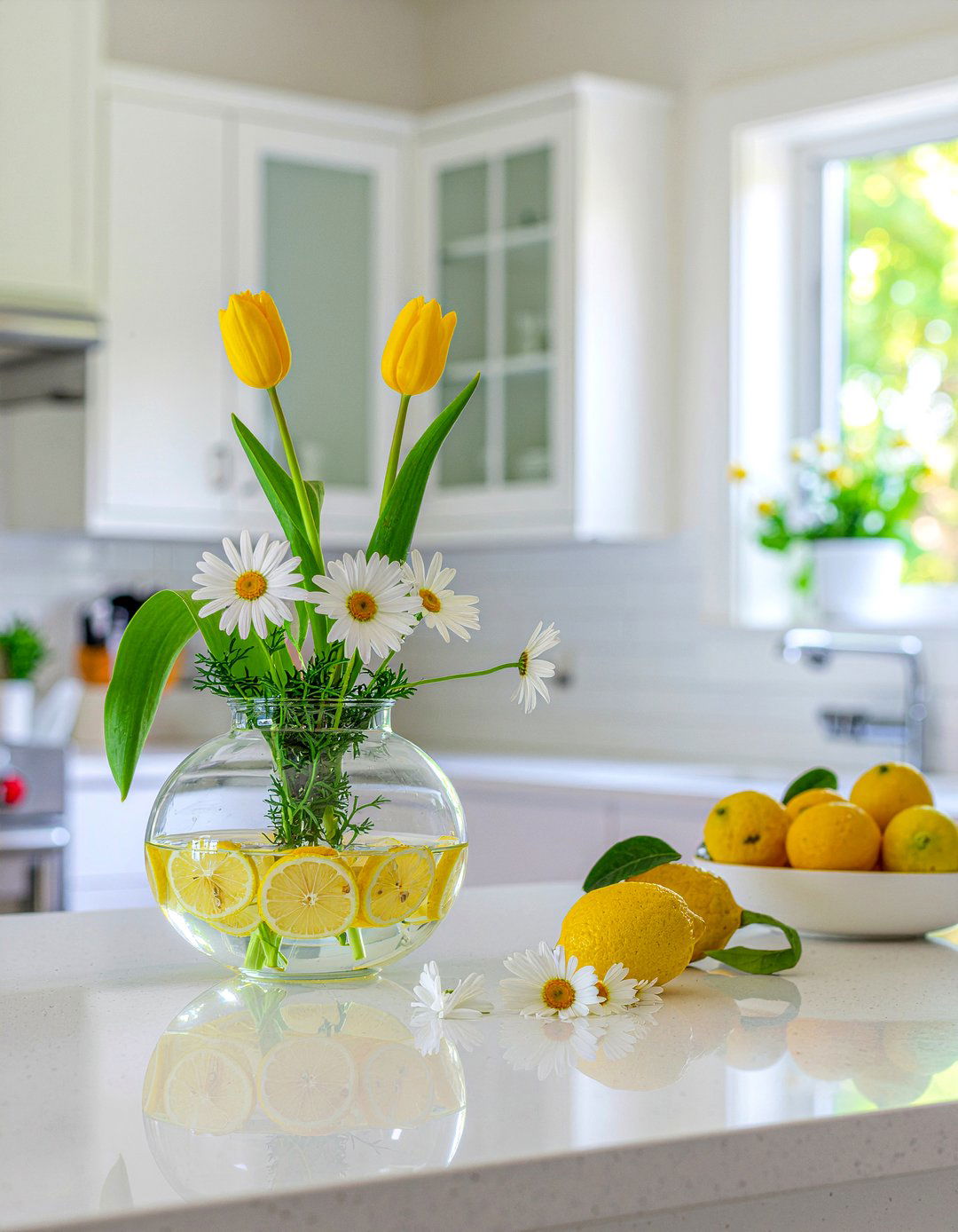 Citrus and flower arrangement - 30 kitchen flower arrangement ideas