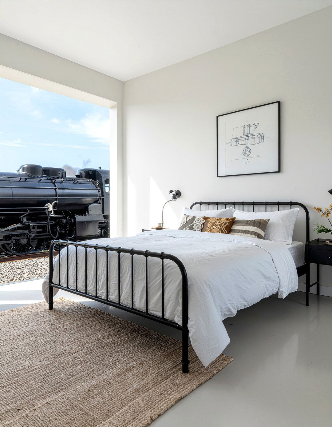 Classic Black Locomotive - 30 train bedroom ideas