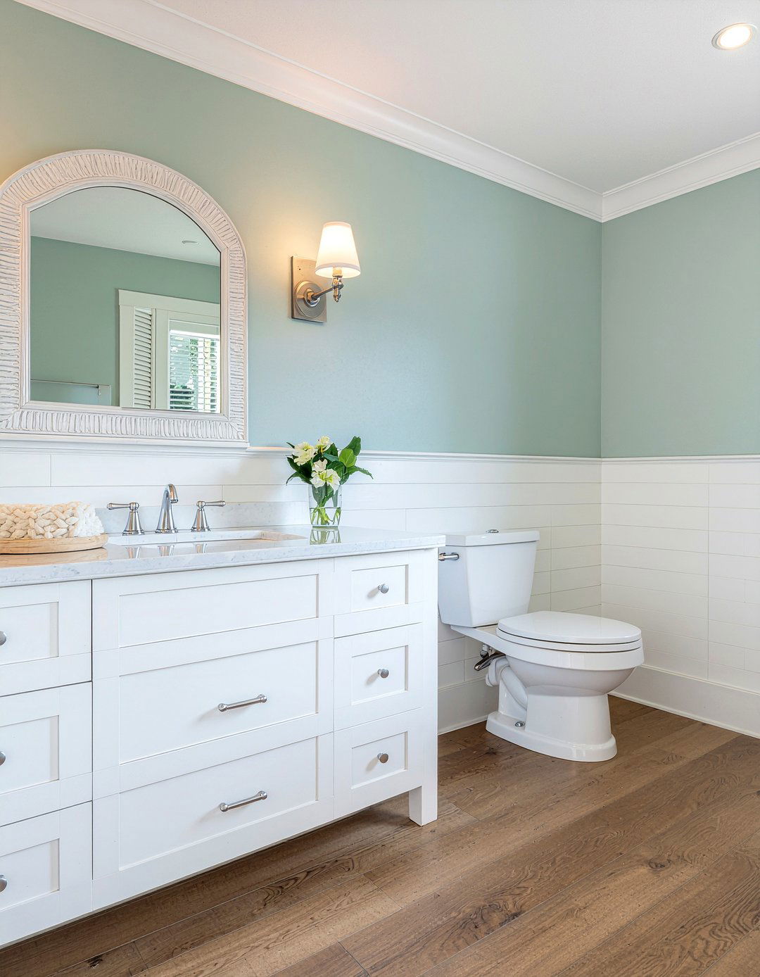 Classic white beadboard paneling - 30 partial bathroom remodel ideas