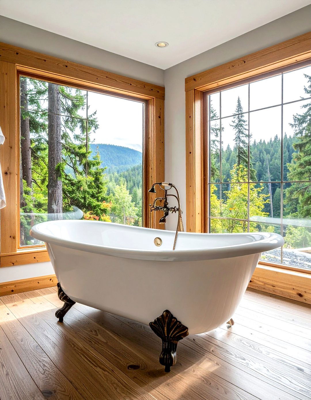 Clawfoot Soaking Tub - 30 cabin bathroom ideas